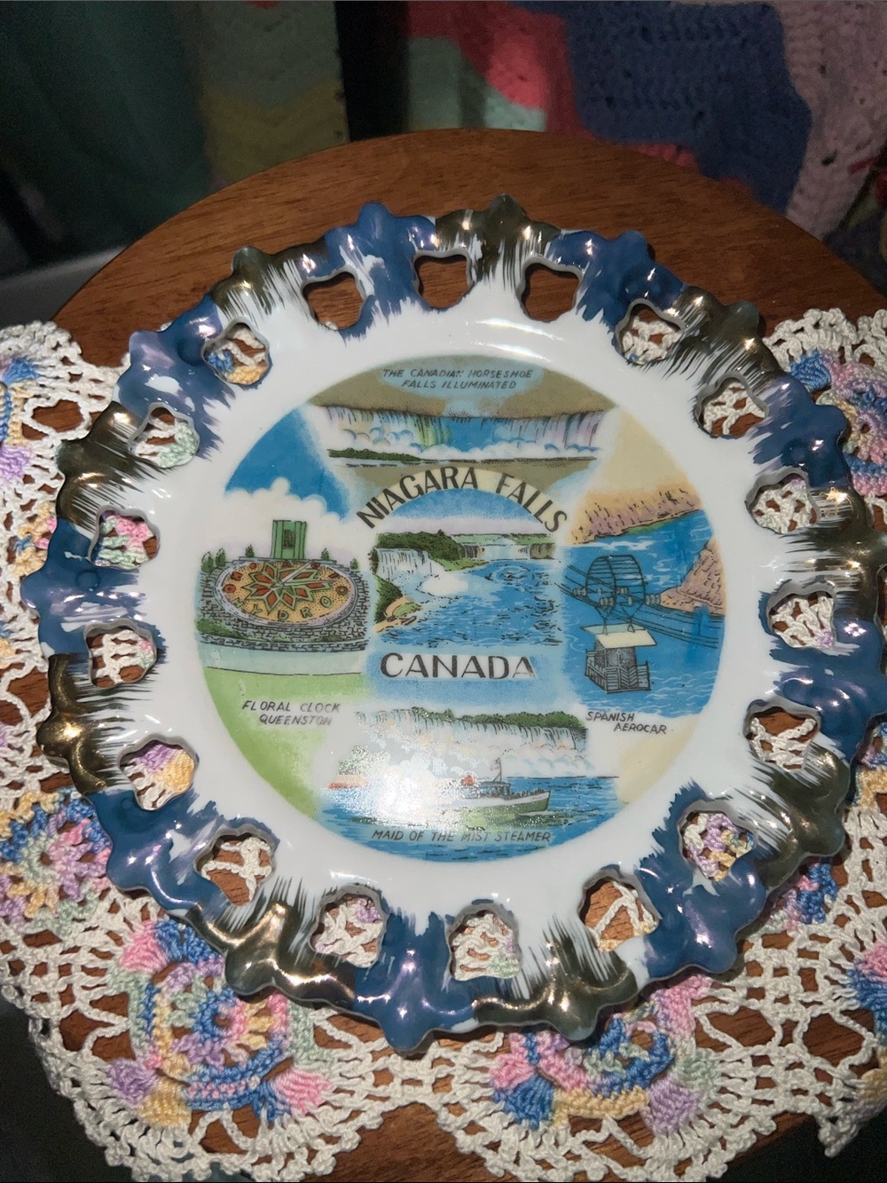 Niagara Falls Canada Decorative Souvenir Plate - Blue and White